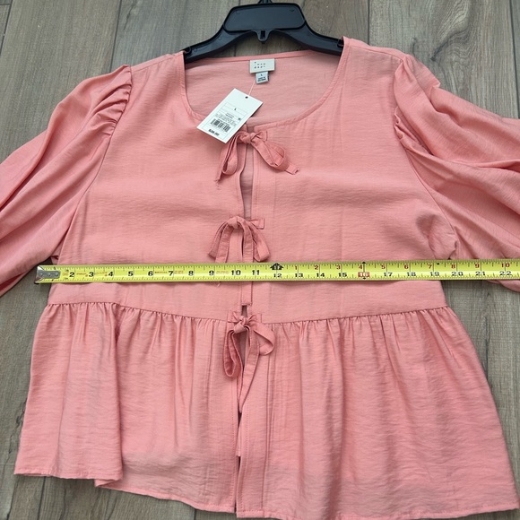 NWT Women’s A New Day Pink Tie Down Flyaway Top - Size L - Picture 15 of 16